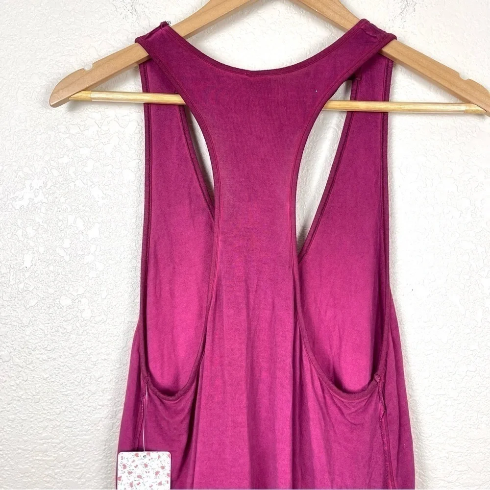Free People Amelia Y-Strap Raspberry Sleeveless‎ Racerback Tank Top Sz Small Wmn